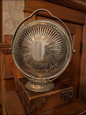 Vtg Silver Plated England Foldable Petite Three Trayed Server Vintage